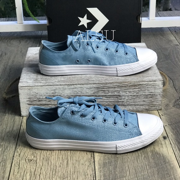 Converse Ctas OX Washed Denim Blue Silver W AUTHEN - Picture 2 of 8